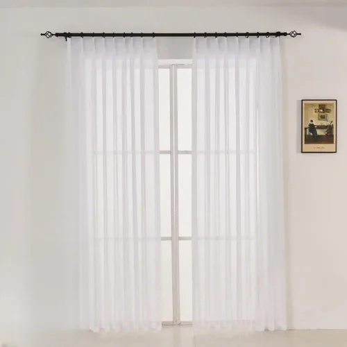 Miniatura 18 de Cortinas traslúcidas blancas con pliegues elegantes de 84 pulgadas, 1 panel, cortinas plisadas para sala de estar, puerta corrediza de vidrio