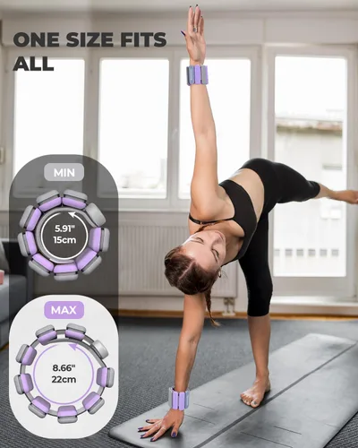 Miniatura 5 de Sportneer 2025 - Juego de pesas ajustables para muñeca y tobillo para mujeres y hombres - 1 par (1 lb/2 lb cada una) Juego de pulseras ajustables