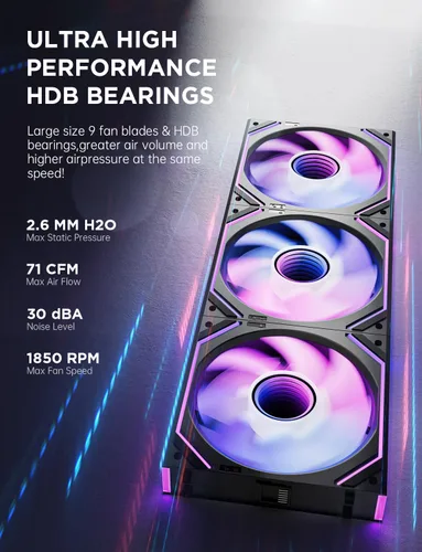 Miniatura 3 de AsiaHorse Dawn Pro 120mm Ventilador de Caja, ARGB PWM 1850RPM / 68CFM Flujo de Aire, Diseño de Palas Hacia Adelante y Hacia Atrás, Bajo Nivel
