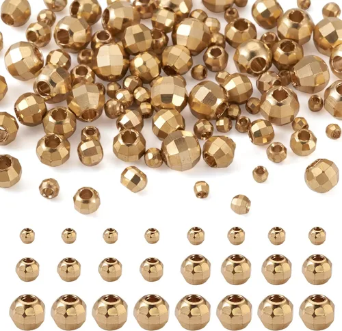 Miniatura 8 de Craftdady 210 cuentas espaciadoras redondas de oro de 18 quilates de 0.079 pulgadas, 0.089 pulgadas, 0.118 pulgadas, 0.118 pulgadas, 0.197 pulgadas