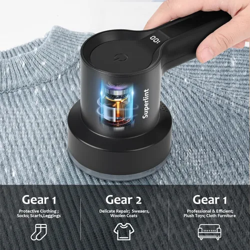 Miniatura 2 de SUPER LINT Afeitadora eléctrica de tela, cepillo electrostático, pantalla LED, 3 velocidades, afeitadoras de suéter recargables para quitar pelusas
