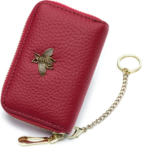 Miniatura 55 de imeetu Soporte para tarjetas de crédito RFID, cartera pequeña de cuero con cremallera para mujer