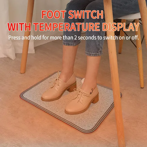Miniatura 3 de Alfombras eléctricas con calefacción - Calentador de pies AC 110V, alfombra con calefacción para pies debajo del escritorio para oficina y hogar Gris