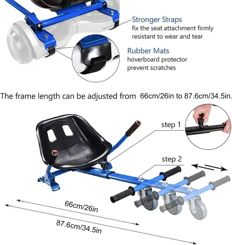 Miniatura 2 de Accesorio de asiento para aeropatineta para aeropatineta de 6.5 a 10 pulgadas, kit de conversión de buggy go kart, accesorio para scooter de Azul