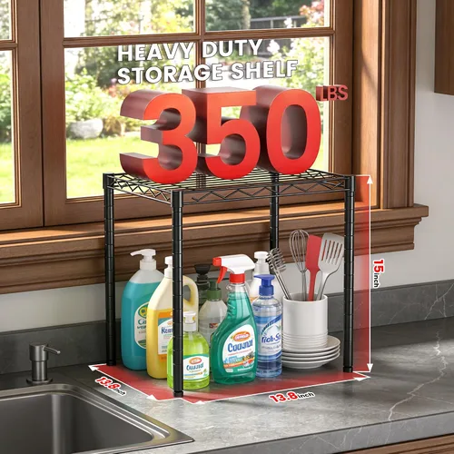 Miniatura 2 de Xcity Estantes de almacenamiento, estantería de metal resistente de 1 nivel, estante de alambre de acero ajustable de 350 libras para comerciales