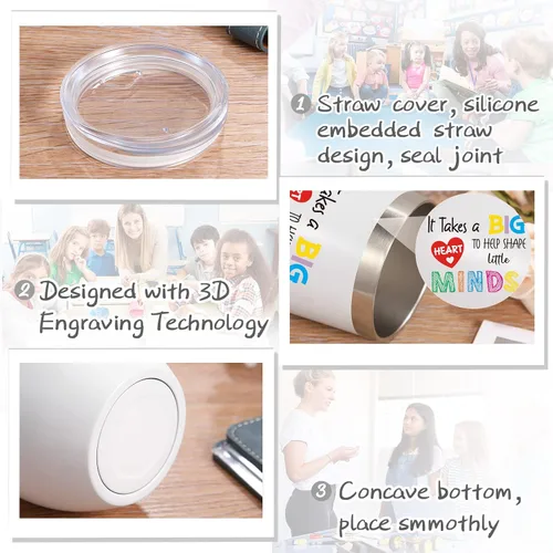 Miniatura 5 de Geiserailie Set de regalo de agradecimiento para profesores, vaso de vino, llavero, bolsas de maquillaje con caja (estilo fresco)