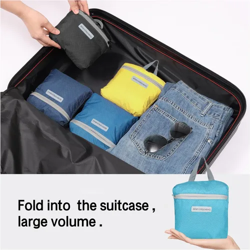 Miniatura 6 de Mochila impermeable plegable 35L para viajes de deportes al aire libre dentro del compartimento de ropa mojada plegable para múltiples 1Azul cielo