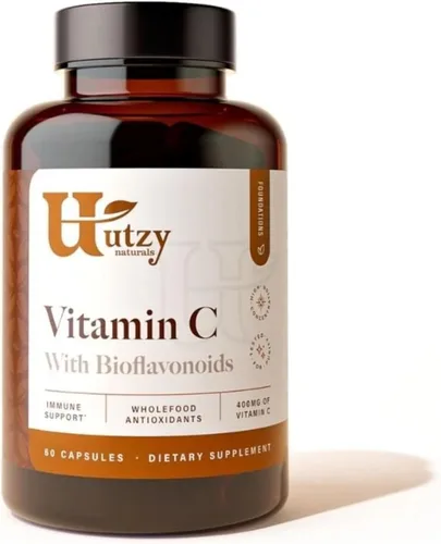 Utzy Naturals Complejo de vitamina C | 400 mg de vitamina C con bioflavonoides de Acercola y cítricos | 60 cápsulas
