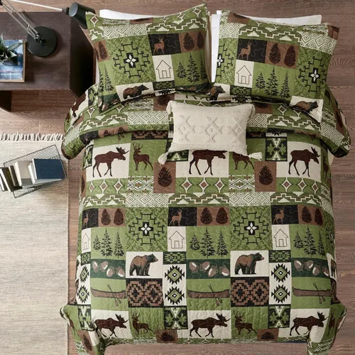 Miniatura 2 de Juego de colchas tamaño king, colcha rústica para cama, cubrecama de colcha king, ropa de cama de cabaña de campo, colcha de retazos, colcha ligera