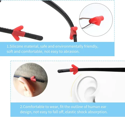 Miniatura 3 de SooGree Agarre de silicona para gafas, retenedor de manga con punta de patilla, retenedores antideslizantes para gafas para niños y adultos