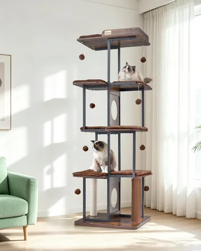 Miniatura 2 de FourFurPets Árbol para gatos extra grande, torre para gatos XXL de 66.4 pulgadas para gatos de interior, grande y adultos de 20 libras, moderna