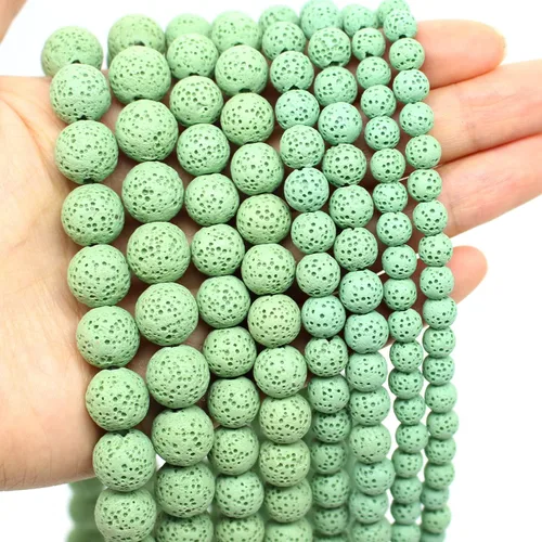 Miniatura 18 de Oameusa Cuentas redondas sueltas de ágata de piedra volcánica de lava azul de 0.236 in para hacer joyas, 1 hebra de 15 pulgadas, 1 hebra por