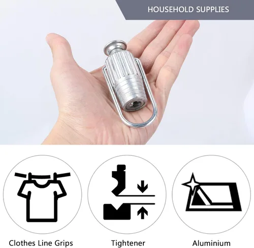 Miniatura 8 de DOITOOL 2 piezas de tensor de tendedero de metal Sunline Tight Grips Herramientas para poleas y líneas de ropa fijas, suministros de lavandería