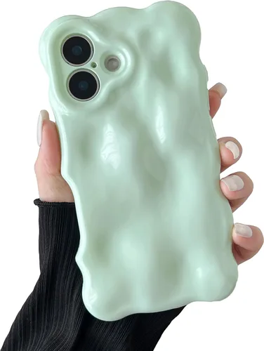 Miniatura 29 de XIZYO Funda para iPhone 13 de 6.1 pulgadas, bonito patrón de ondas, estético, 3D, rizado, ondulado, chapado en purpurina, para mujeres y niñas, Azul