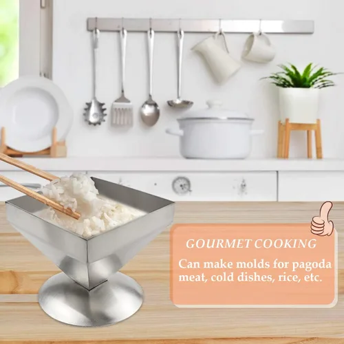 Miniatura 7 de DOERDO Molde de cocina piramidal de acero inoxidable para hogar y restaurante, 5.9 x 4.5 pulgadas