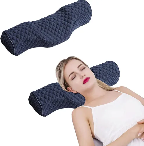Almohada cervical para dormir, almohada cervical de espuma viscoelástica para aliviar el dolor de cuello rígido, almohada de apoyo cervical para Azul