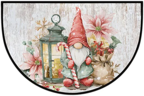 Miniatura 24 de Tapete semicircular de color rojo con girasol, antideslizante, de bienvenida para interiores, semicírculo, lavable, para baño, cocina, exterior