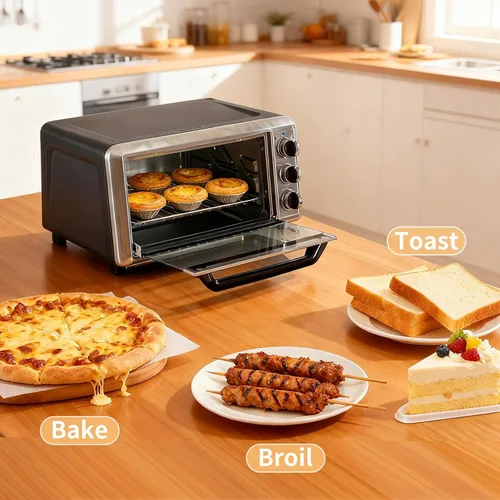 Miniatura 5 de OLIXIS Hornos tostadores para encimera de 19 cuartos de galón, horneado, tostado, asador, pizza y caliente, 1300 W, temporizador de 30 minutos