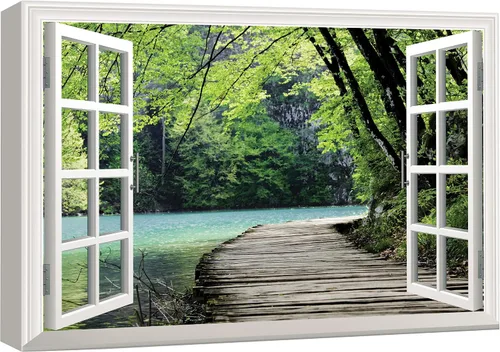Miniatura 31 de Cuadro decorativo con diseño de ventana moderna blanca con vista, de la marca Wall26®