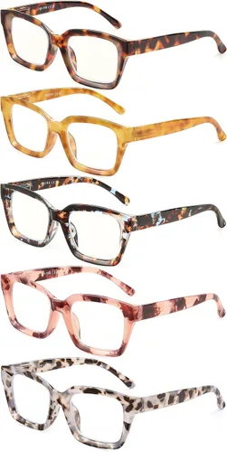 Miniatura 9 de JOLISU - Paquete de 5 lentes de lectura para mujeres, lentes de computadora con bloqueo de luz azul, bisagra de resorte