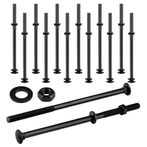 Miniatura 11 de Zonon Juego de 12 pernos de carro de 1/2 x 4 pulgadas, negro galvanizado, incluye arandelas resistentes a la corrosión y tuercas para accesorios