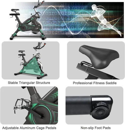 Miniatura 5 de Goplus Bicicleta de ciclismo de interior, bicicleta estática de entrenamiento con soportes para dispositivos, monitor LCD, resistencia ajustable