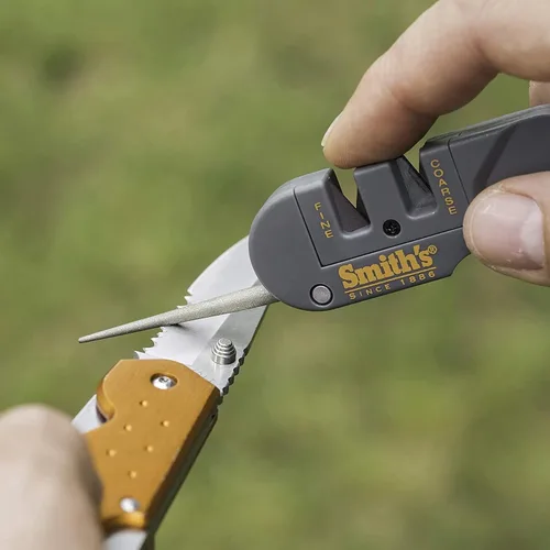 Miniatura 5 de Smith's PP1 Pocket Pal Afilador de Cuchillos Preestablecido de Carburo y Piedra Cerámica Afiladores Varilla Plegable con Revestimiento de Diamante