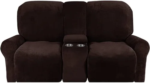 Miniatura 22 de Aedlcal Fundas para sofá reclinable, 10 piezas, fundas de sofá reclinable de felpa de terciopelo con consola central, con bolsillo lateral