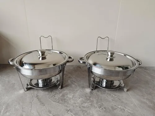 Miniatura 12 de Frizoky Platos de Roce para Buffet de Acero Inoxidable 2Pack, Juego de 6QT de Chafers Redondos en Oro y Plata y Calentadores de Buffet con Soporte