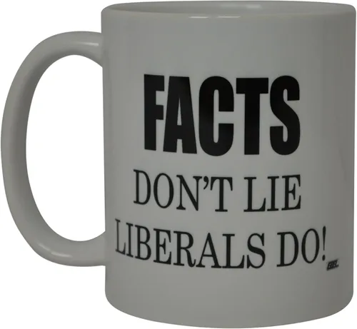 Rogue River Tactical Taza de café con texto en inglés "Facts Don't Lie Liberals Do Republican", gran idea de regalo para republicanos o conservadores