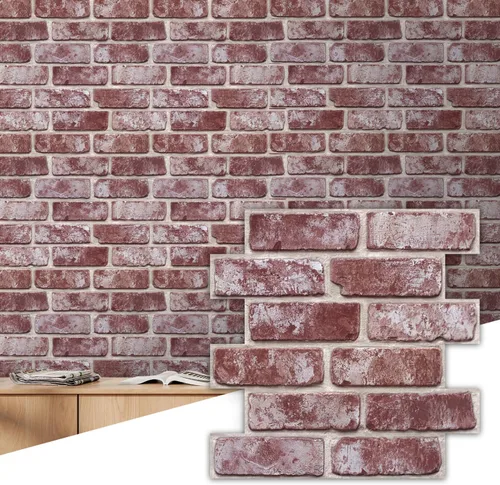 Miniatura 18 de Commomy 10 piezas de paneles de pared de ladrillo sintético 3D de 11.8"X11.8", azulejos de ladrillo de PVC de tamaño pequeño para despegar y pegar
