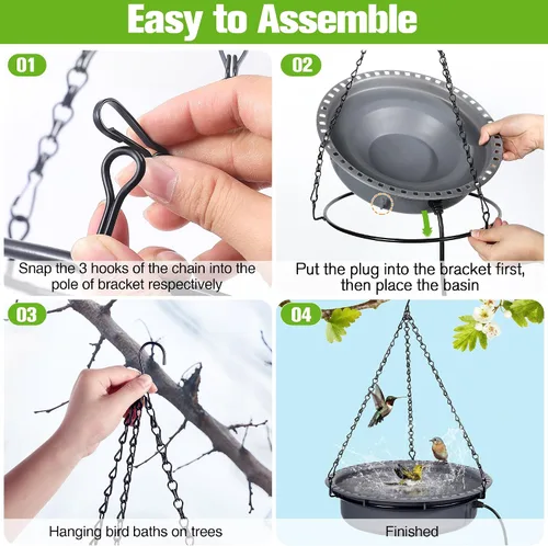Miniatura 7 de Saillong Baños para pájaros para exteriores, comedero de agua para colibríes, para jardín, patio, césped, ideal para atraer pájaros