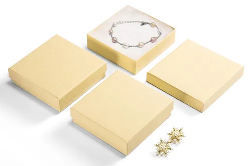 Miniatura 9 de MESHA - Cajas para joyería, de 3.5 x 3.5 x 1 pulgadas, de cartón con relleno de algodón, para regalo Blanco