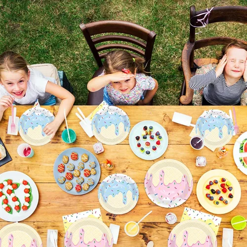 Miniatura 5 de 96 piezas de decoraciones para fiesta de helados, platos temáticos de helado para fiesta de cumpleaños, fiesta de helado dulce de verano, platos