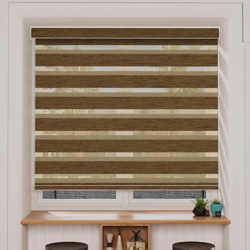Miniatura 66 de MYshade Persianas enrollables de cebra opacas (85 %) con cordón para ventanas interiores, persianas de doble capa beige para dormitorio, baño, sala