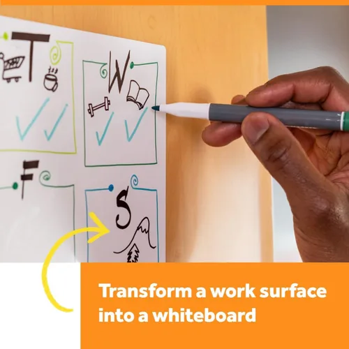 Miniatura 6 de Post-it Película para Pizarra de Borrado en Seco para Paredes, Puertas, Mesas, Pizarras y Más, Pizarra Blanca Adhesiva Extraíble para Pared