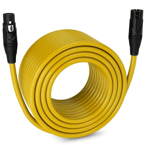 Miniatura 127 de LyxPro Cable de micrófono XLR hembra a macho de ángulo recto de 3 pines de 1.5 pies para altavoces amplificados, interfaz de audio, rendimiento