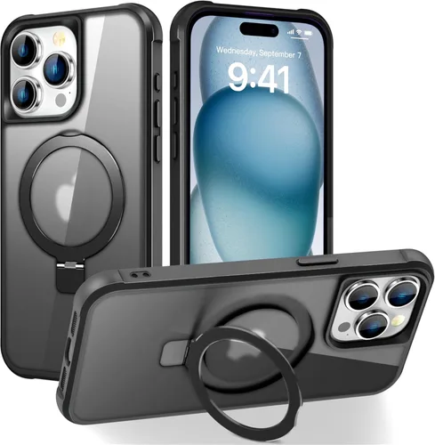Miniatura 27 de SKYLMW – Funda compatible con iPhone 12 Pro Max y iPhone 13 Pro Max con soporte magnético invisible tipo anillo, fundas translúcidas para teléfonos