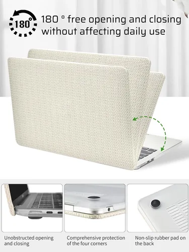 Miniatura 5 de Seorsok Funda compatible con MacBook Air de 13 pulgadas 2022-2018 versión A1932 A2179 M1 A2337 Touch ID, elegante funda rígida de plástico de cuero
