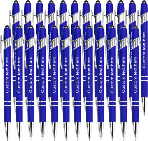 Miniatura 18 de Bolígrafos personalizados a granel con punta de lápiz capacitivo, bolígrafos personalizados de 0.020 in con nombre, logotipo o mensaje grabado