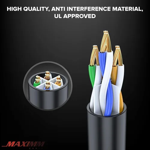 Miniatura 2 de Maximm Cable Ethernet Cat6, 100 pies, cobre 100% puro, UTP (negro) 100 pies
