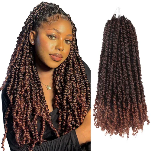 Miniatura 82 de BOHOBABE Cabello de Ganchillo Pre-retorcido Passion Twist de 14 Pulgadas Cabello Corto Ombré Gris Pre-enrollado de Ganchillo Passion Twist para Gris