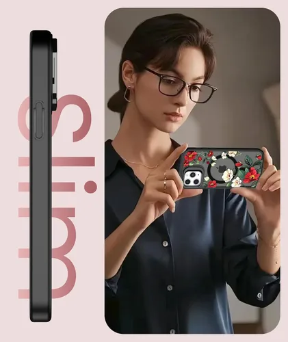 Miniatura 6 de Dretal Magnético para iPhone 11 Pro, Funda Floral, Protector de Pantalla, Anillo de Lente Integrado, Soporte, Protección de Grado Militar, Funda