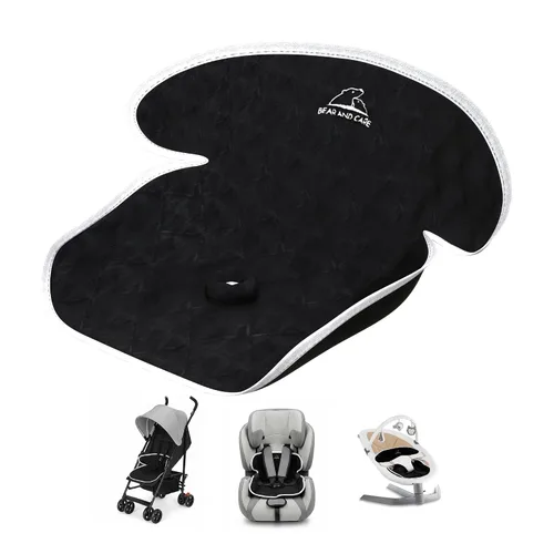 Bear and Care - Almohadillas de charco - Cochecitos, gorilas y almohadilla de asiento de automóvil, funda impermeable y lavable a máquina en el Negro