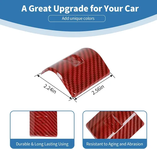 Miniatura 5 de Para F150 Rojo Fibra de Carbono Capó Interruptor de Liberación Pestillo Trim Cubierta para Ford F150 2009 up Rojo Fibra de Carbono Grano