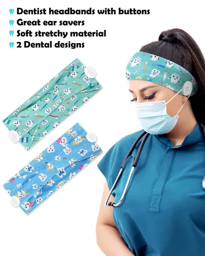 Miniatura 3 de 4 piezas de regalos para dentistas, accesorios de higienista dental, diademas con botones, carrete de insignia de acrílico con purpurina, bolsa