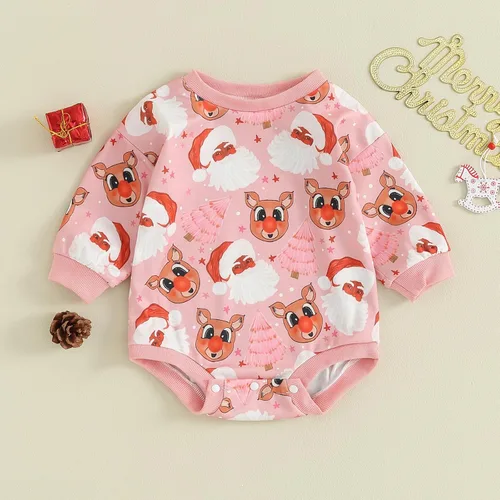 Miniatura 2 de Kayotuas Traje de Navidad para bebé niña, sudadera de gran tamaño, mameluco de Navidad occidental, ropa de bebé