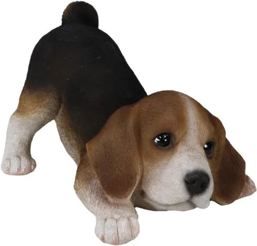 Ebros Gift Figura realista adorable agachada tricolor Beagle perro cachorro 7.5 pulgadas de largo Beagles Perros Cachorros Mascota Memorial