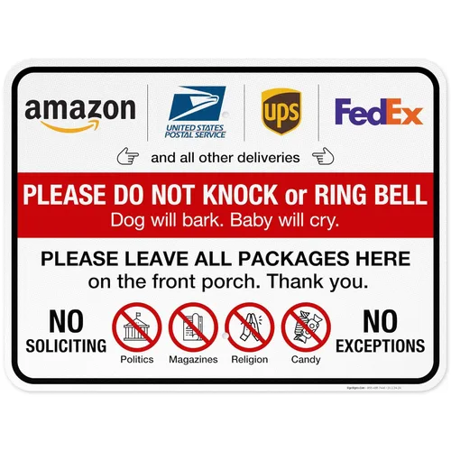Miniatura 12 de Letrero con texto en inglés «Do Not Knock Or Ring Doorbell Dog Will Cry», 10 x 7 pulgadas, aluminio 040, resistente a la decoloración, fabricado
