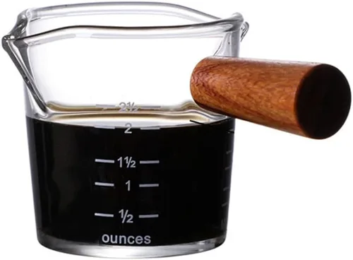 Ochine Vasos de chupito de espresso, vaso medidor, vaso de chupito de espresso, 3.4 fl oz, jarra triple para barista, boquilla individual, vaso de